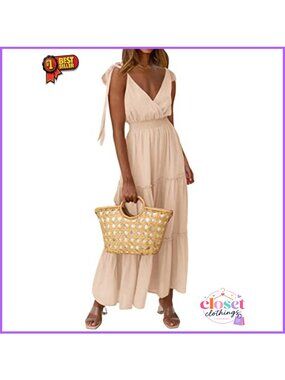 Sleeveless Tiered Maxi Dress Smocked Tie Strap Sundress